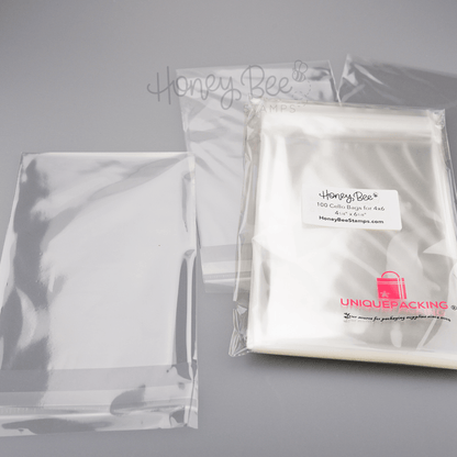 4"x6" Crystal Clear Cello Bags 100 Pk For Cards, Projects and Treats 4 1/4" x 6 1/8" - Honey Bee Stamps