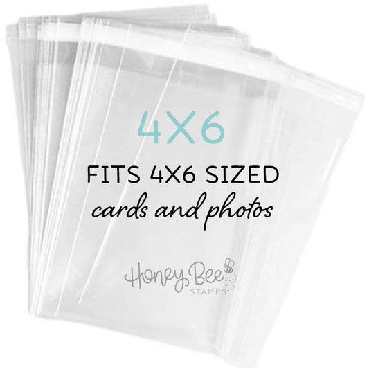 Pack of Honey Bee Stamps 4x6 crystal clear cello bags for cards and photos.