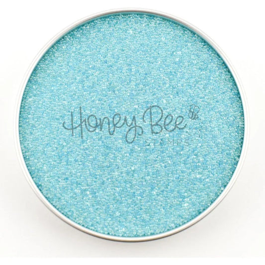 Aqua Tiny Bubbles No Hole Glass Beads from Honey Bee Stamps in a round silver tin