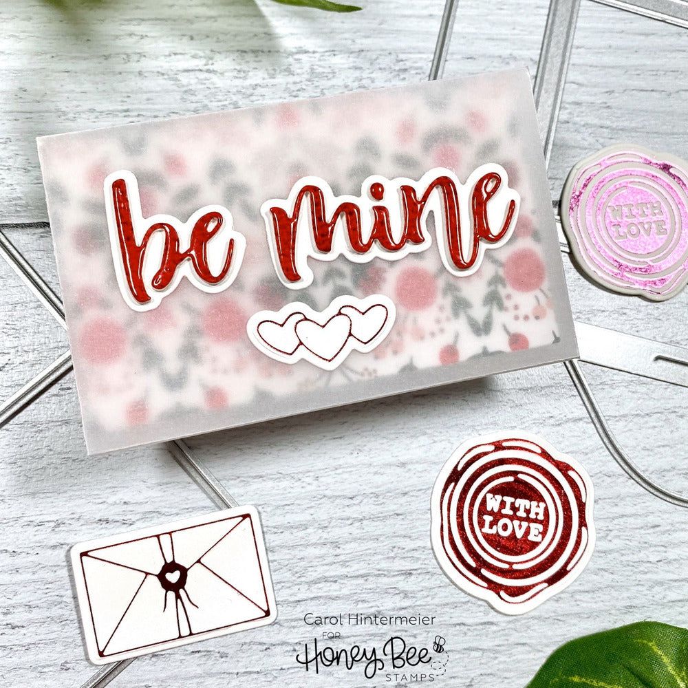Bitty Buzzwords: Be Mine - 6x6 Photopolymer Stamp Set - Retiring - Honey Bee Stamps
