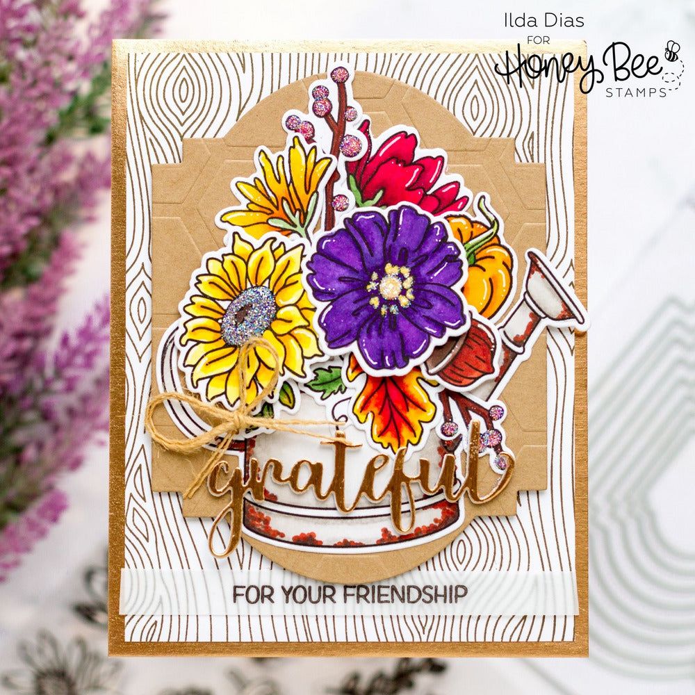 Bitty Buzzwords: Fall - 6x6 Photopolymer Stamp Set - Honey Bee Stamps