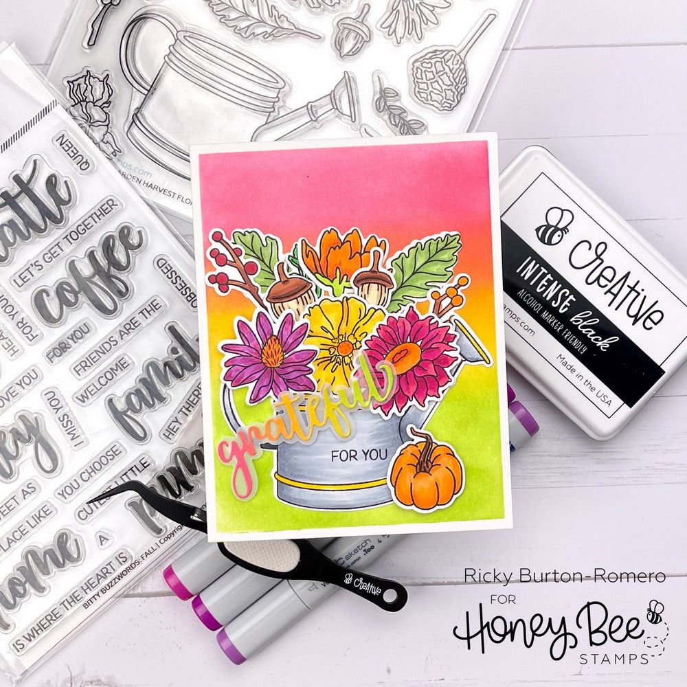 Bitty Buzzwords: Fall - 6x6 Photopolymer Stamp Set - Honey Bee Stamps
