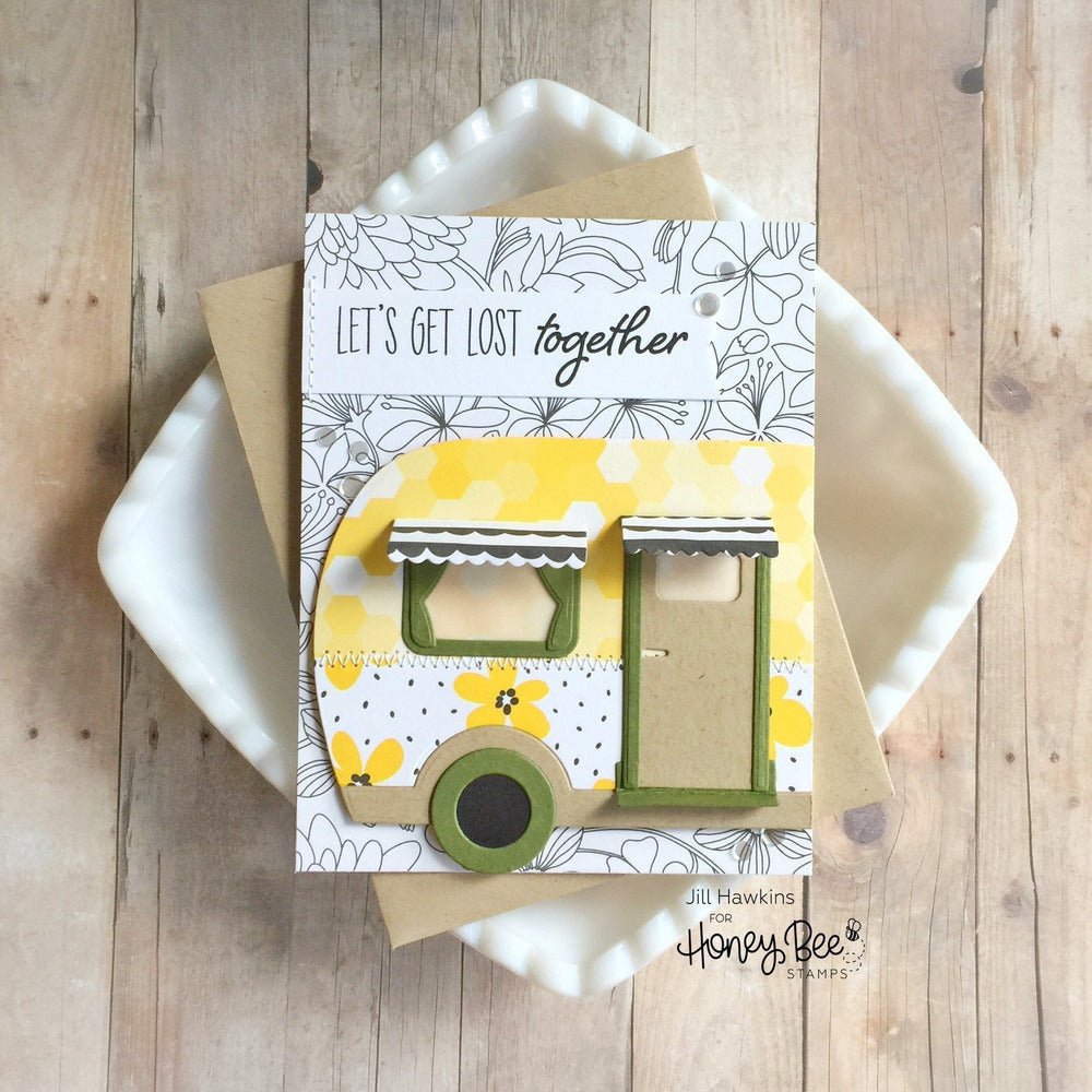 Camp Trailer Card - Honey Cuts - Stand - Alone Dies - Honey Bee Stamps