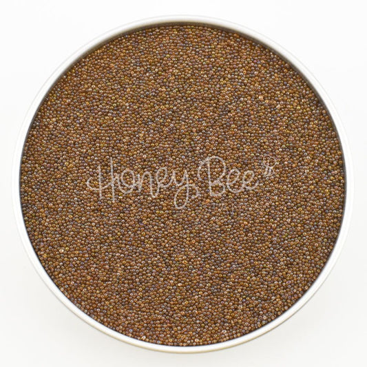 Coffee brown tiny bubbles no hole glass beads in a round container by Honey Bee Stamps