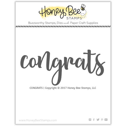 Grey script 'congrats' photopolymer stamp set from Honey Bee Stamps