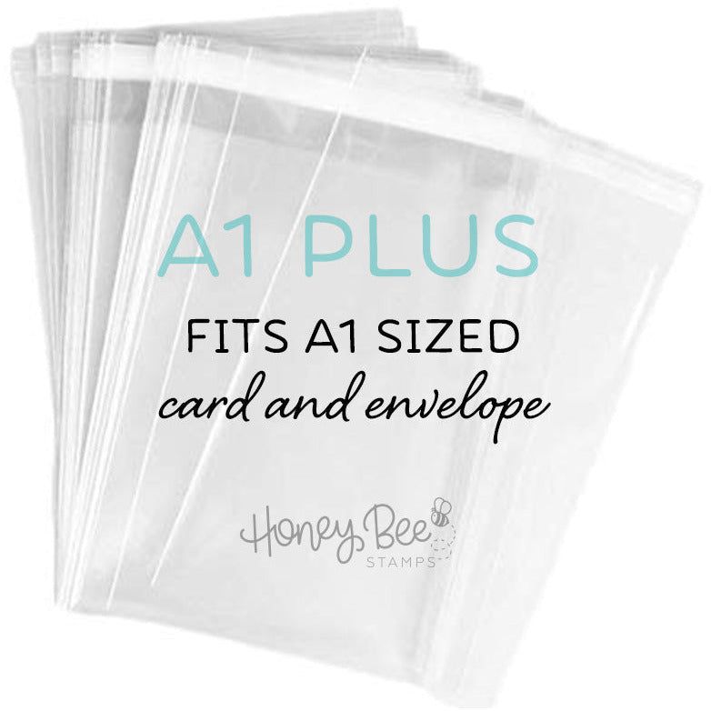 Crystal Clear Cello Bags 100 Pk - A1+ Clear Self Sealing Envelopes - Honey Bee Stamps