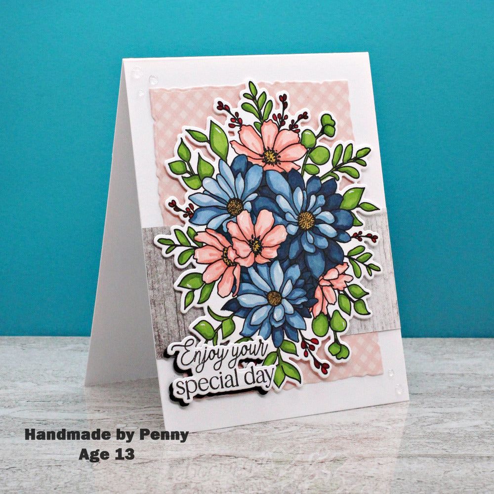 Daisy Layers Bouquet - 6x8 Photopolymer Stamp Set - Honey Bee Stamps