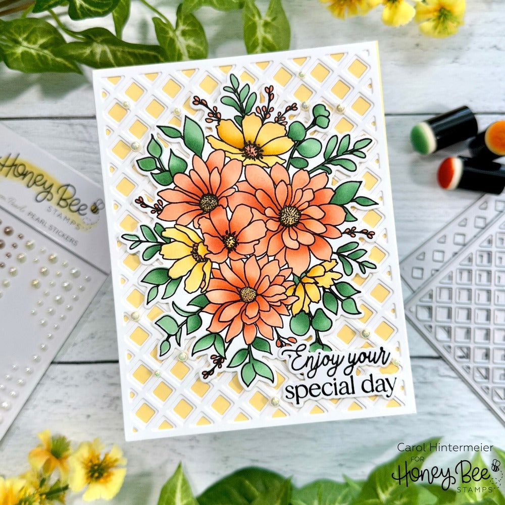 Daisy Layers Bouquet - 6x8 Photopolymer Stamp Set - Honey Bee Stamps