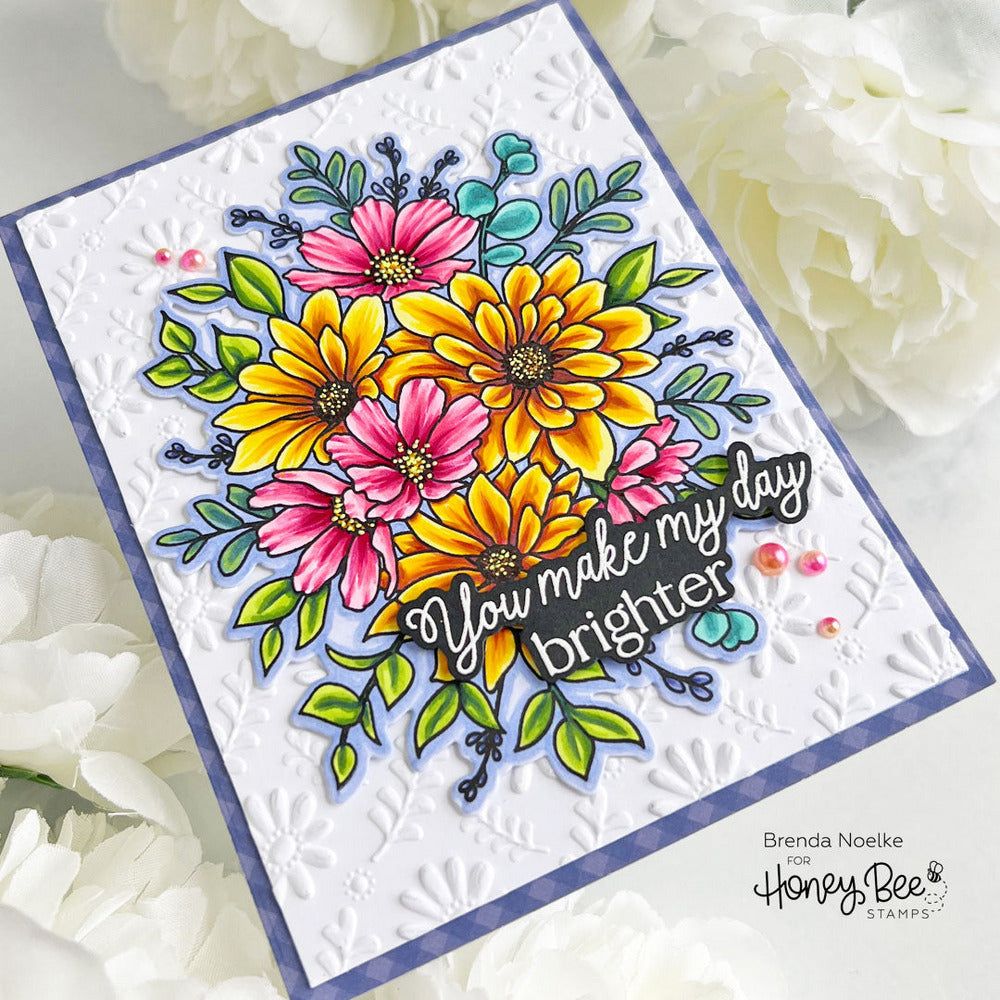 Daisy Layers Bouquet - 6x8 Photopolymer Stamp Set - Honey Bee Stamps