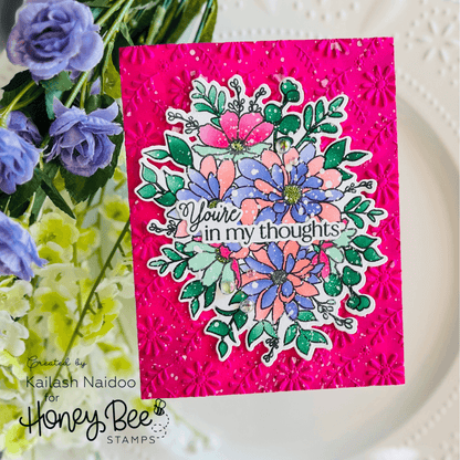 Daisy Layers Bouquet - 6x8 Photopolymer Stamp Set - Honey Bee Stamps