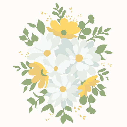 Daisy Layers Bouquet - Set Of 6 - A2 4.25"x5.5" Coordinating Stencils - Honey Bee Stamps