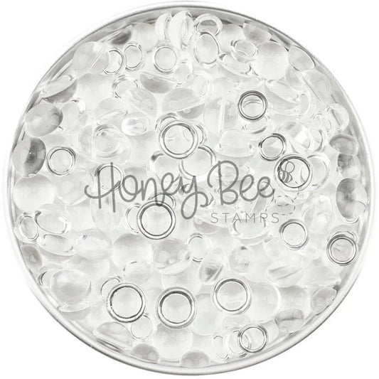 Honey Bee Stamps Dew Drops, small clear 3mm to 4mm beads in a round container