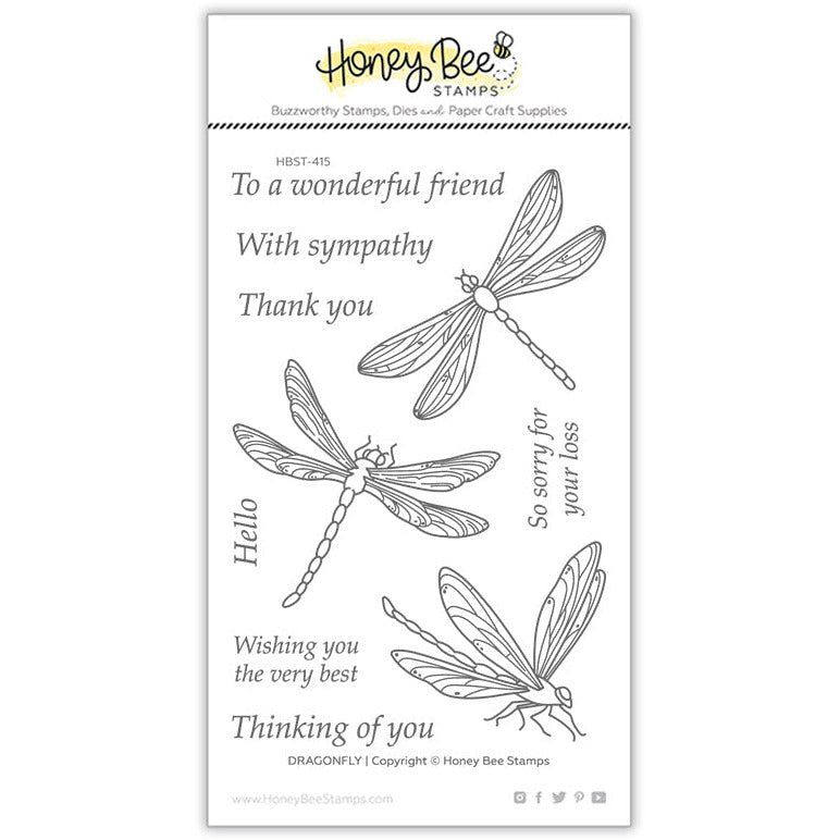 Dragonfly - 4x6 Photopolymer Stamp Set - Honey Bee Stamps