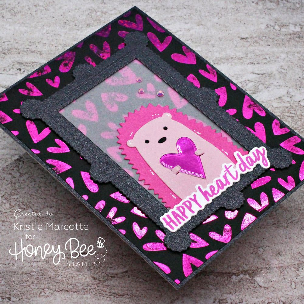 Foiled Fluttering Hearts A2 Cover Plate, Hot Foil Plate and Letter Press Plate - Retiring - Honey Bee Stamps