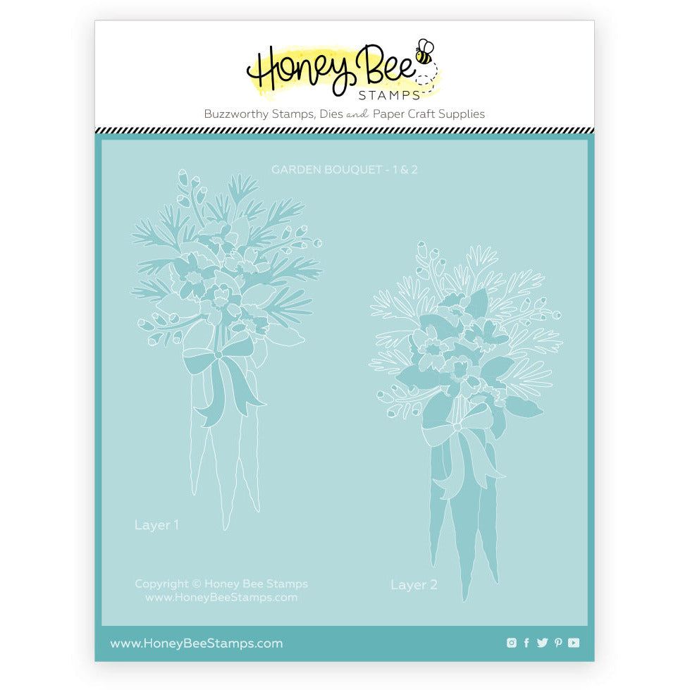 Garden Bouquet - Set of 2 - 6"x6" Coordinating Stencils - Honey Bee Stamps