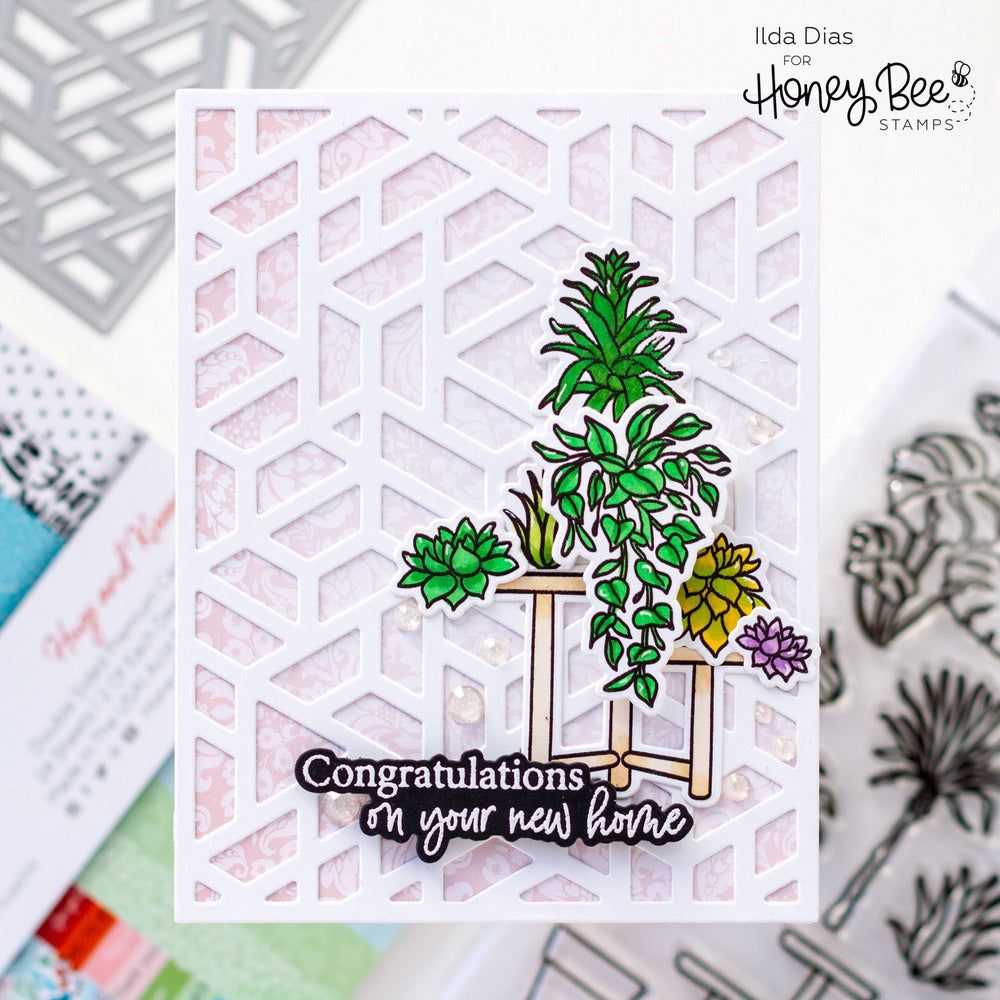 Happy Plants - 6x8 Photopolymer Stamp Set - Retiring - Honey Bee Stamps
