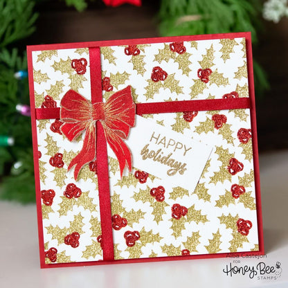 Holly and Berries - Set of 2 - 6"x6" Layering Stencils - Retiring - Honey Bee Stamps