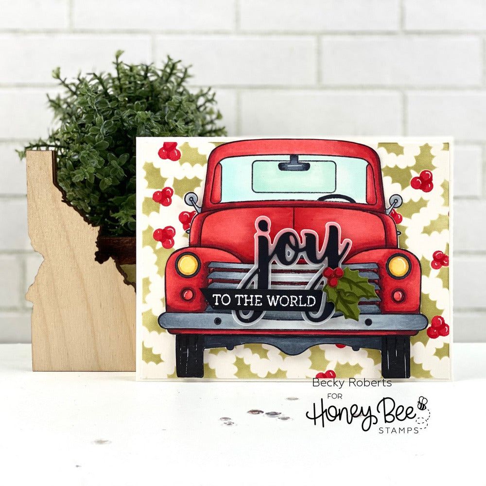 Holly and Berries - Set of 2 - 6"x6" Layering Stencils - Retiring - Honey Bee Stamps