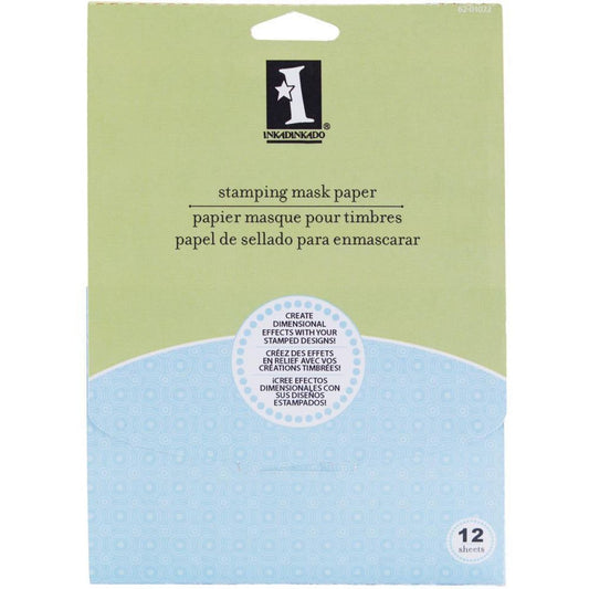 Inkadinkado Stamping Mask Paper 12-sheet pack for dimensional stamped effects.