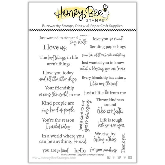 Inside: Kindness Sentiments - 6x8 Photopolymer Stamp Set - Honey Bee Stamps