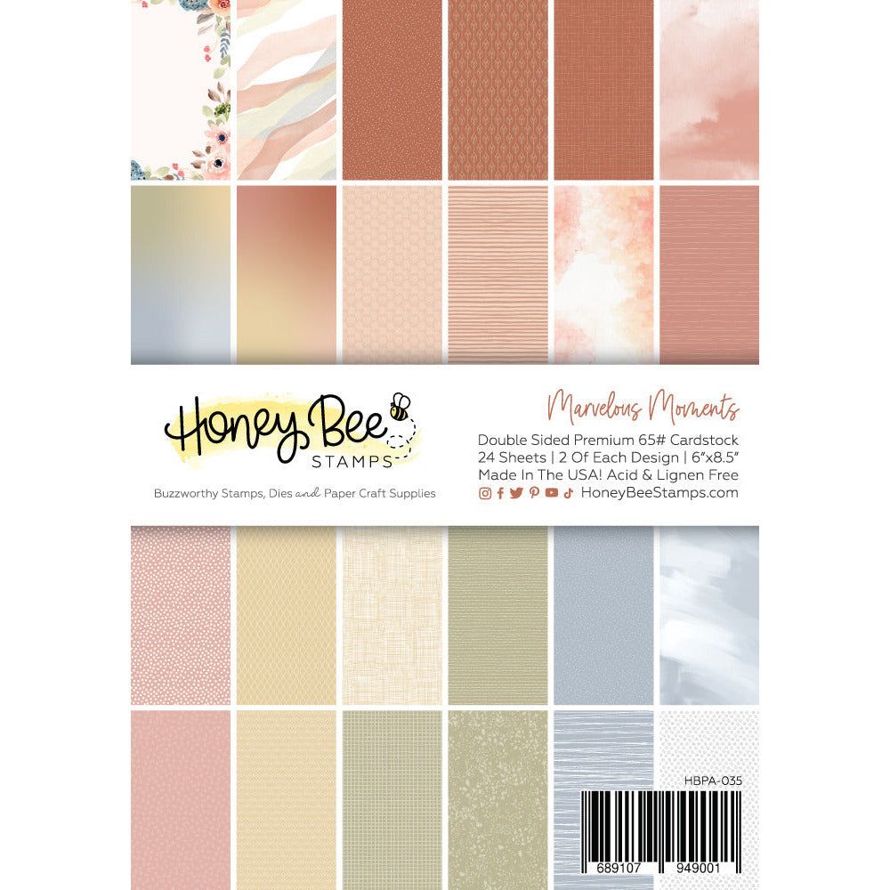 Marvelous Moments Paper Pad 6x8.5 - 24 Double - Sided Sheets - Honey Bee Stamps