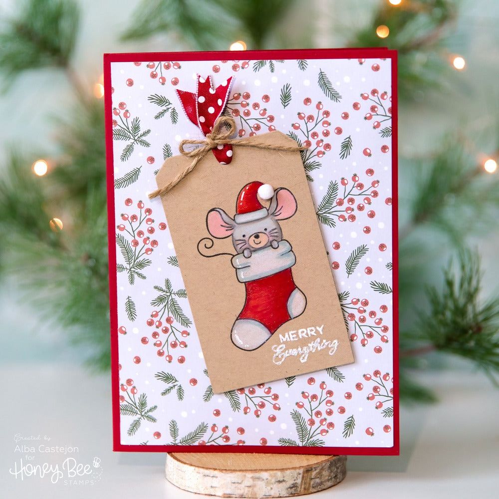 Merry Little Mice - 6x8 Photopolymer Stamp Set - Retiring - Honey Bee Stamps