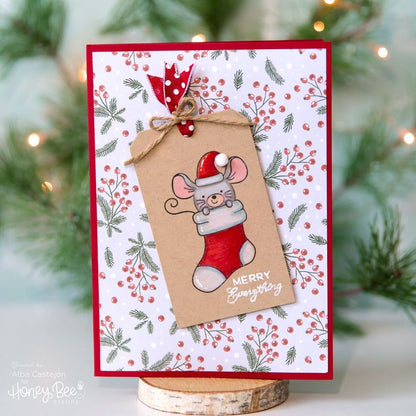 Merry Little Mice - 6x8 Photopolymer Stamp Set - Retiring - Honey Bee Stamps