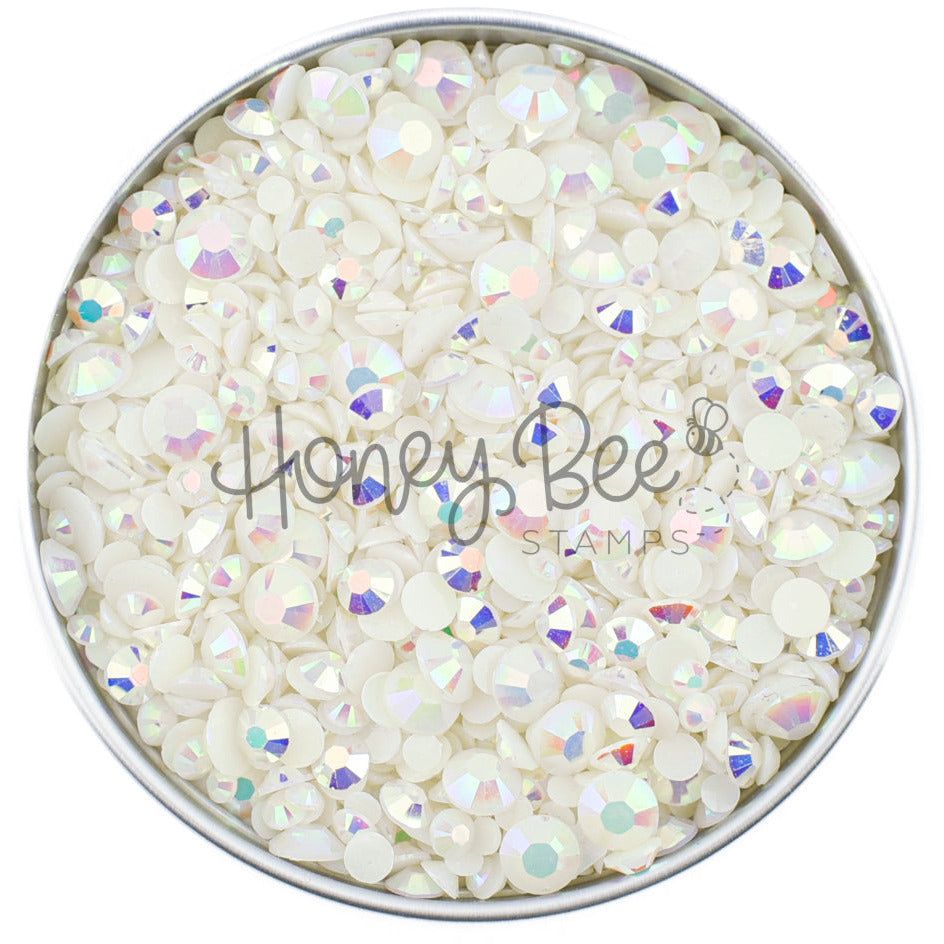 Moonlight - White Iridescent Flat Back Jelly Rhinestone Mix - Honey Bee Stamps