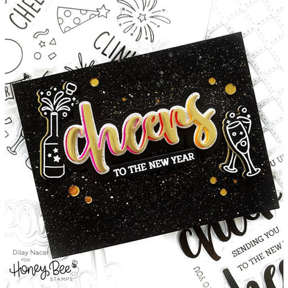 New Year Cheers - 6x6 Photopolymer Stamp Set - Retiring - Honey Bee Stamps