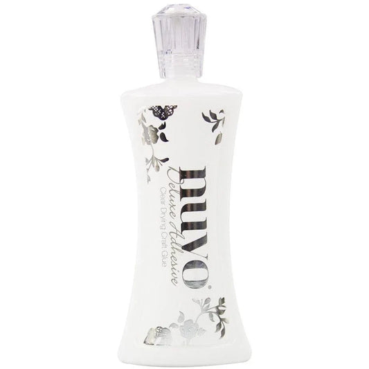 Nuvo Deluxe Adhesive Clear Drying Craft Glue in a 120ml white decorative bottle