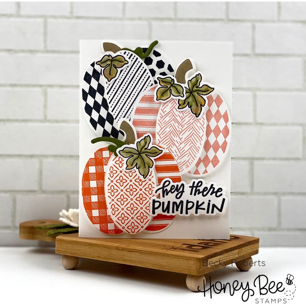 Patchwork Pumpkin - Set of 2 - 6x6" Coordinating Stencils - Honey Bee Stamps