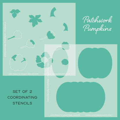 Patchwork Pumpkin - Set of 2 - 6x6" Coordinating Stencils - Honey Bee Stamps