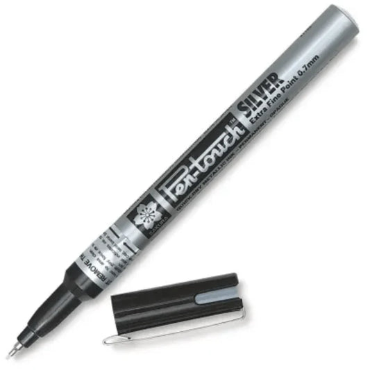 Pen - Touch Paint Marker - Permanent Opaque Silver .7mm Extra Fine Tip Paint Pen - Honey Bee Stamps