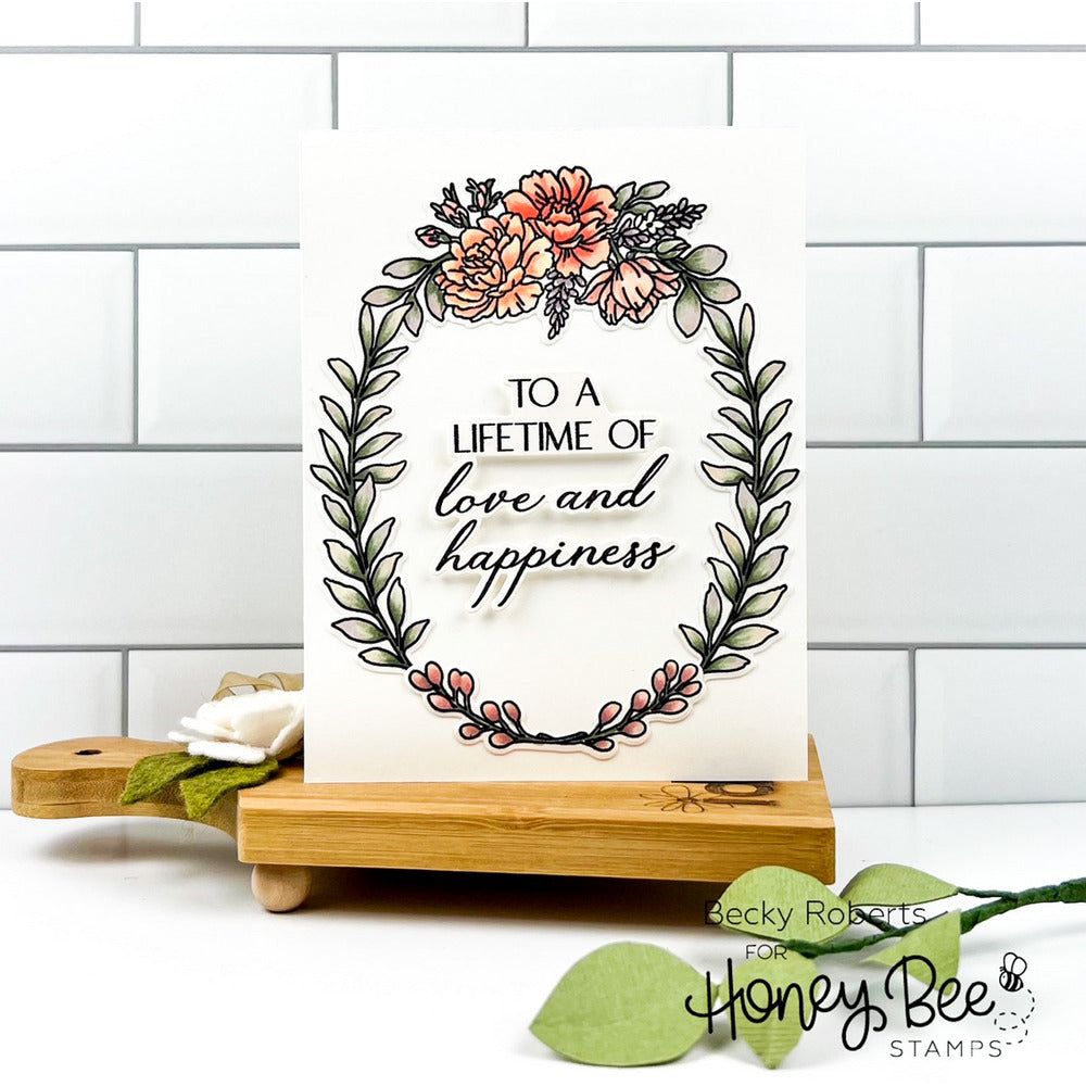 Perfect Day Wreath - Set of 5 - 6"x6" Coordinating Stencils and Mask - Retiring - Honey Bee Stamps
