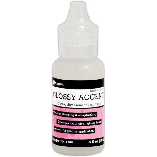 Ranger Glossy Accents clear dimensional medium bottle, .5 fl oz size