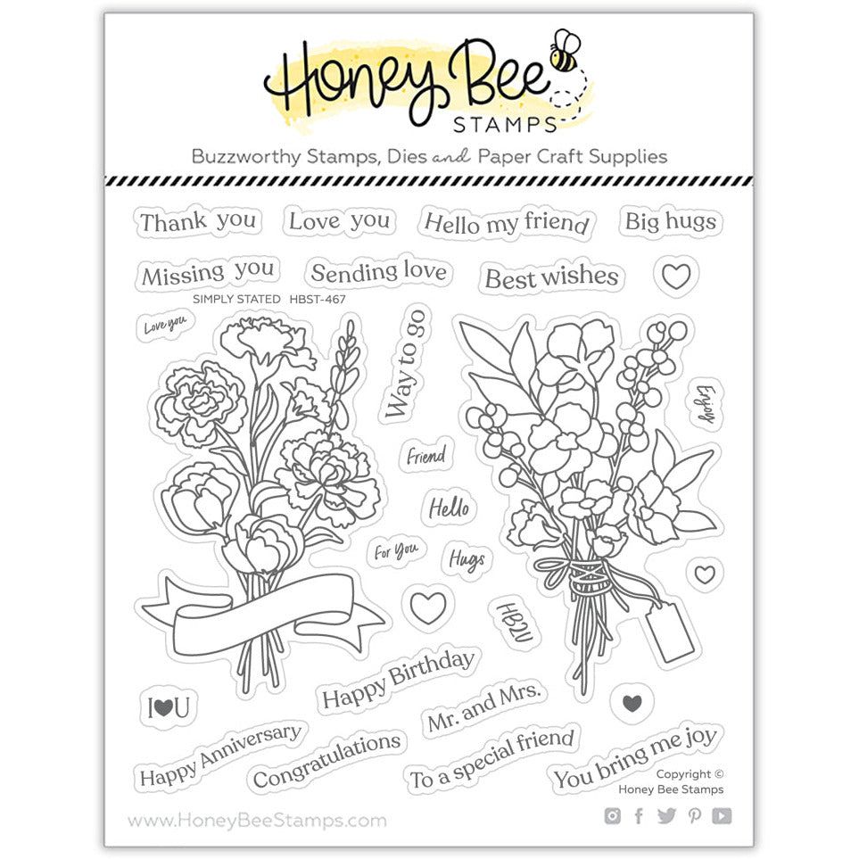 Simply Stated - 6x6 Photopolymer Stamp Set - Retiring - Honey Bee Stamps