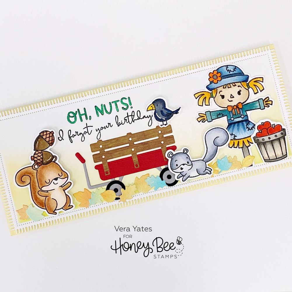 Slimline Sentiments: Blanket Edge Frame - Honey Cuts - Stand - Alone Dies - Retiring - Honey Bee Stamps