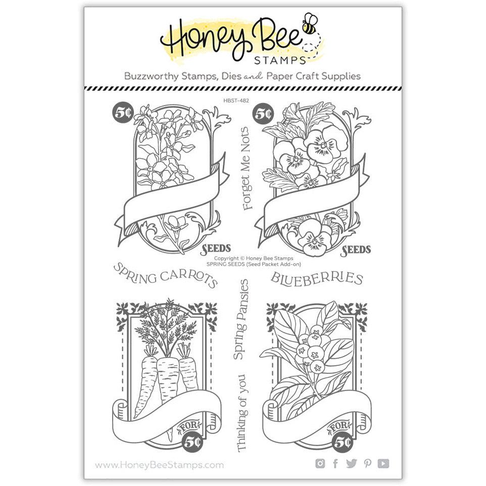 Spring Seeds - 6x8 Photopolymer Stamp Set - Honey Bee Stamps