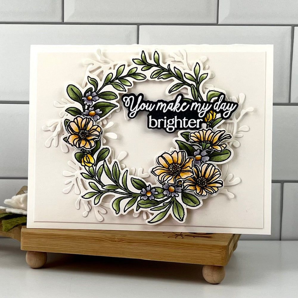 Spring Wreath - 5x6 Photopolymer Stamp Set - Retiring - Honey Bee Stamps