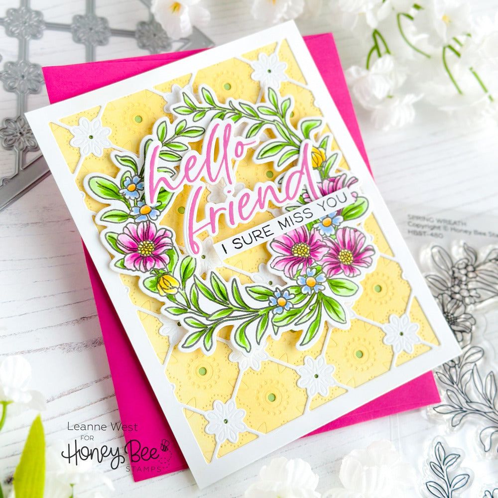 Spring Wreath - 5x6 Photopolymer Stamp Set - Retiring - Honey Bee Stamps
