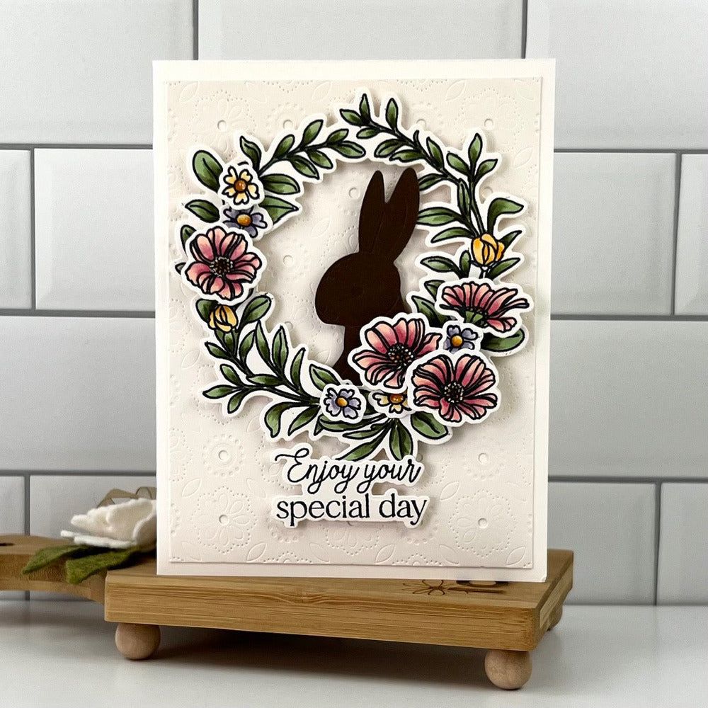 Spring Wreath - 5x6 Photopolymer Stamp Set - Retiring - Honey Bee Stamps