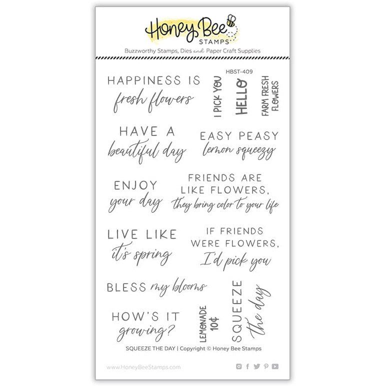 Squeeze The Day - 4x6 Photopolymer Stamp Set - Retiring - Honey Bee Stamps